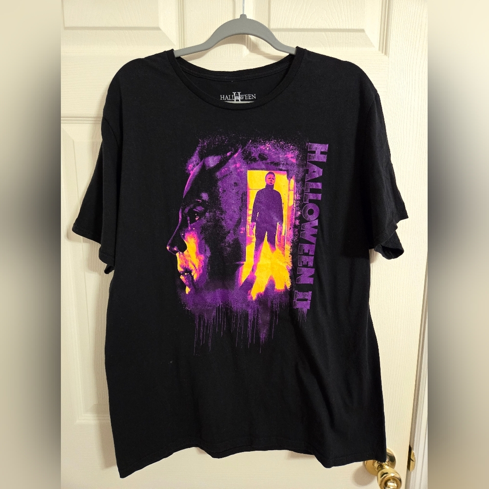 Halloween II Black and Purple Graphic T-Shirt Size XL